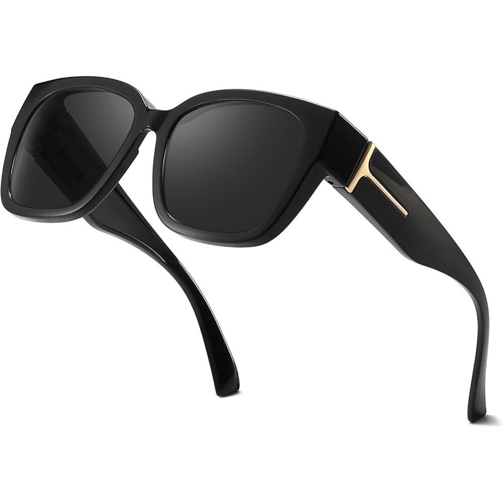 Women's A03 black Oversized Square Flexible Stylish Polarized Sunglasses